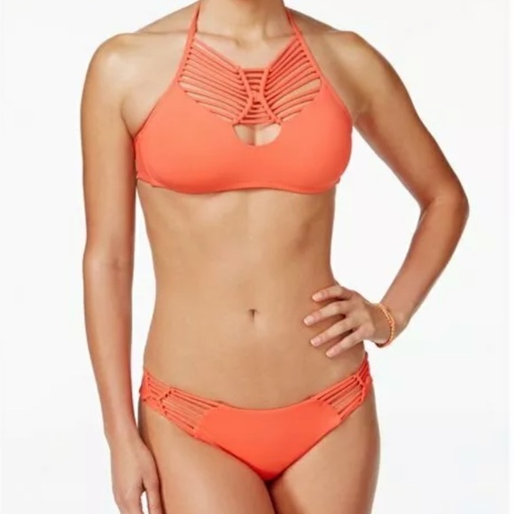 🔥BECCA🔥Swim Electric Current Strappy Halter Bikini Swimsuit Top Medium NWT - Picture 3 of 7